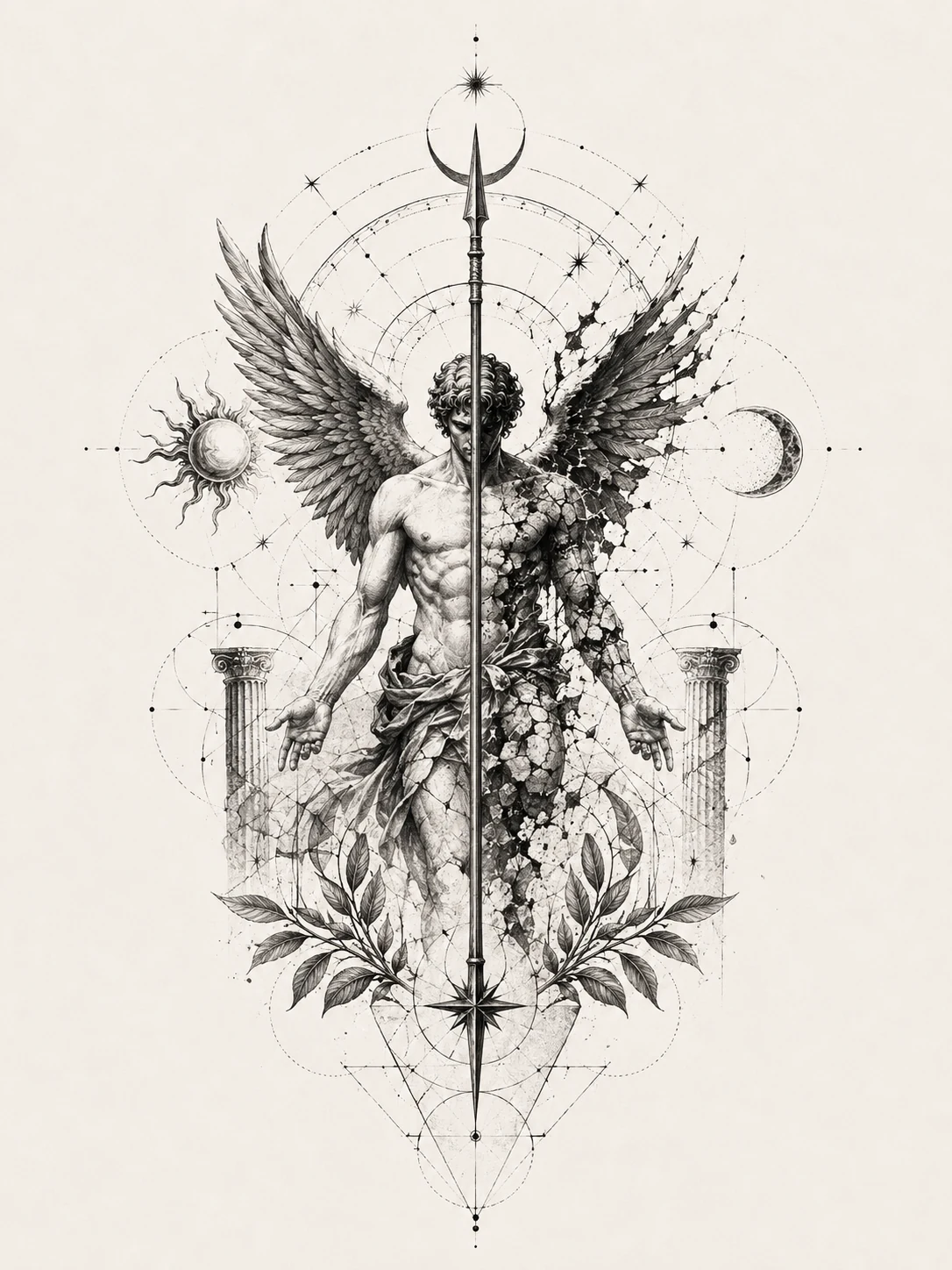 Ilustracyjny projekt anioła z geometrią